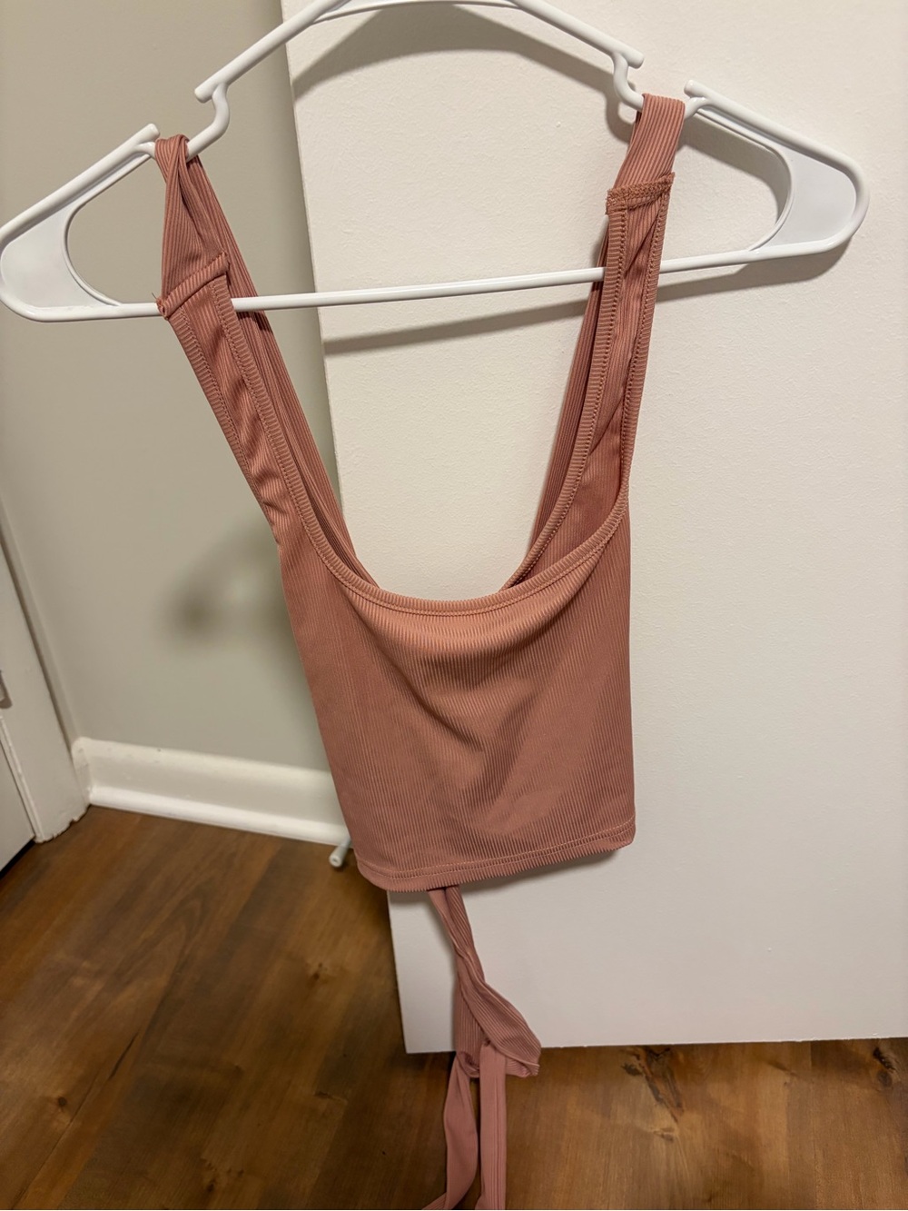 SHEIN Rose Taupe Ribbed Tie-Back Crop Tank